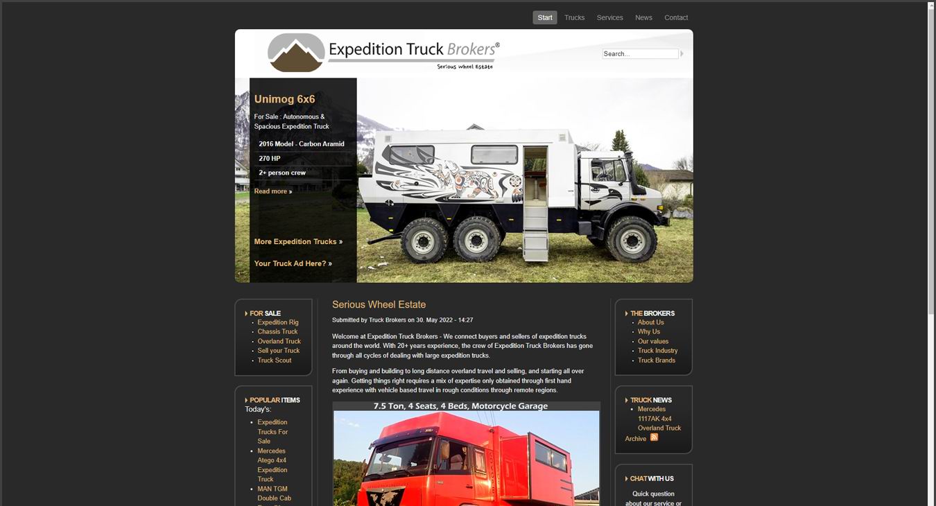 Old Expedition Truck Brokers website