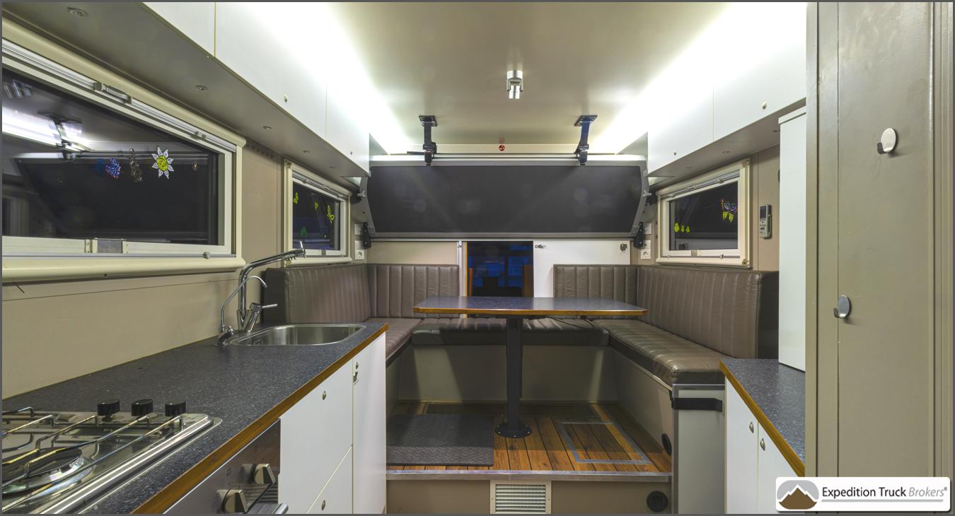 MAN TGM 18.330 4x4 Overland Truck sitting corner and guest bed