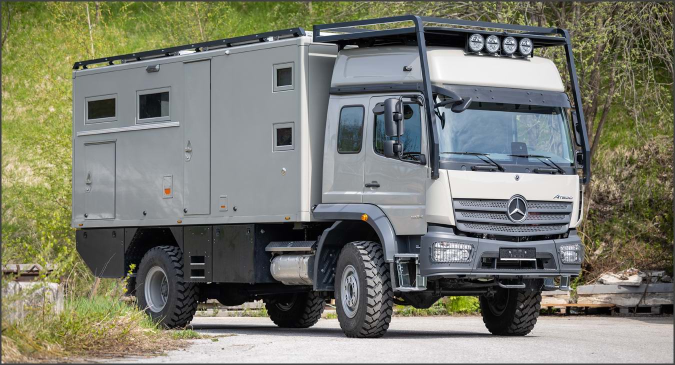 Mercedes atego 1324 4x4 expedition truck with 4 fixed beds