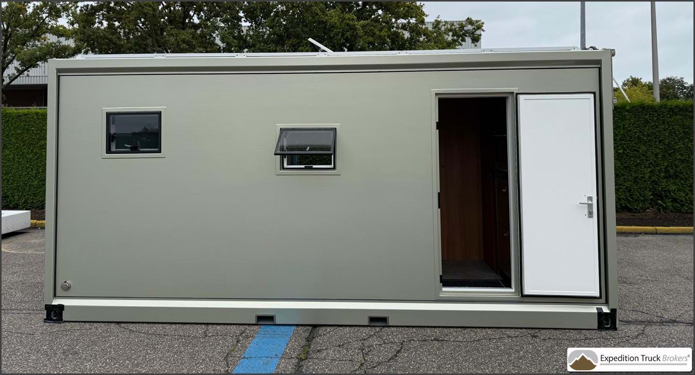 Tiny house with open entrance door