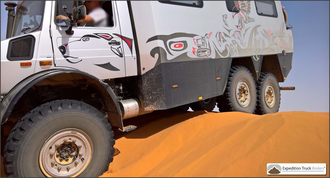 Unimog U2450 6x6 Carbon Expedition Truck in the Desert